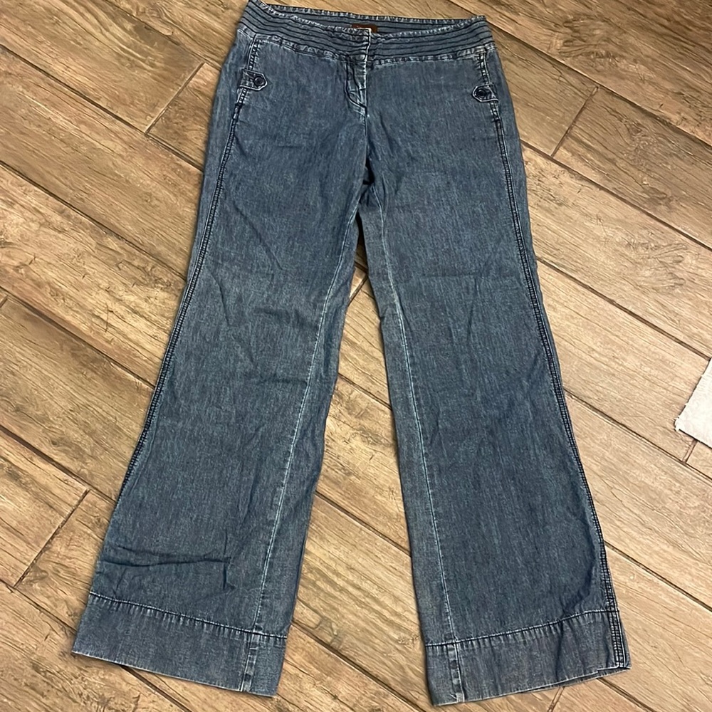 Anthropologie lightweight denim-low rise flare pant